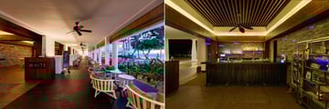 white restaurant and the bar at The Fortress, Galle