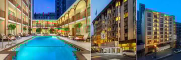 The Handlery Union Square Hotel, Heated Outdoor Pool, Hotel Front Entrance and Hotel Car Park Entrance