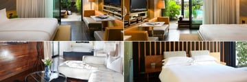The Hollywood Roosevelt, (clockwise from top left): Cabana Garden Room, Cabana Poolside Room, Cabana Suite and Marilyn Monroe Suite