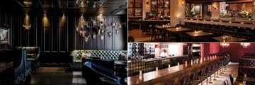The Hollywood Roosevelt, (clockwise from left): Library Bar, Public Kitchen & Bar and 25 Degree's Burger Bar