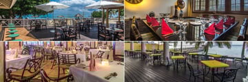 The Jewel Dunn’s River Resort, (clockwise from top left): Aquamarina Bar & Grill, Jade Samurai Restaurant, Moonstone Restaurant and Coral Cafe Buffet Restaurant