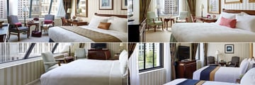 The Langham Boston, (clockwise from top left): Deluxe Premier Room, Deluxe Room, Deluxe Premier Room, Two Double Beds and Superior Room  