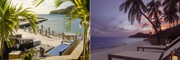 Day beds and evening lounging at The Liming Bequia