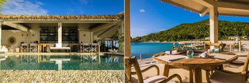 The pool bar and Liming Restaurant at The Liming Bequia
