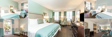 The Mills House Wyndham Grand Hotel, (clockwise from top left): Poolside Room, Deluxe King Room, Deluxe Double Room, Junior Suite and Balcony Room