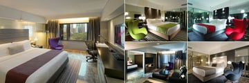The Mira Hong Kong Kowloon, (clockwise from left): Club Parkview Room, City Room, Courtyard Room, Parkview Room and Mira Suite 70