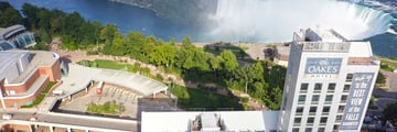 The Oakes Overlooking The Falls, Aerial View of Hotel and the Falls