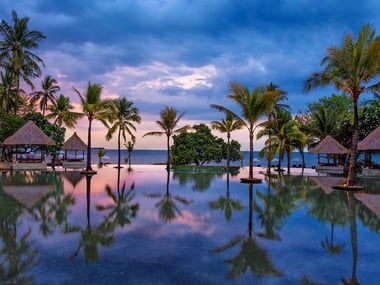 The infinity pool at The Oberoi Beach Resort Lombok
