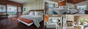 The Ocean Club, A Four Seasons Resort, Bahamas, (clockwise from left): Luxury Beachfront Room, Ocean View Room, Villa Residence, Garden View Room and One Bedroom Suite