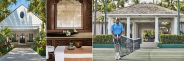 Spa Exterior, Treatment Room and Tennis Courts at The Ocean Club, A Four Seasons Resort, Bahamas
