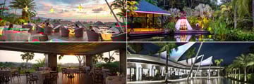 Clockwise from top left: 360 Bar, Teepee Dining Experience, Firefly Pool Restaurant and The Plantation Club at The Pavilions Phuket