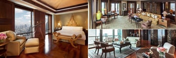 The Peninsula Bangkok, (clockwise from left): Thai Suite, Duplex Suite and Peninsula Suite