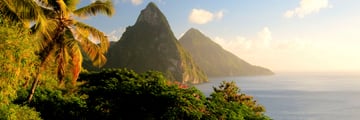 The Pitons at sunset