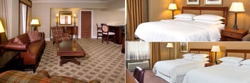 The Read House, (clockwise from left): Presidential Suite Living Area, King Guest Room and Double Guest Room Bedrooms