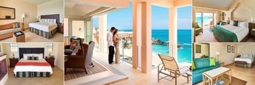 The Reefs, (clockwise from top left): Poolside Room, Two Bedroom Club Suite Exterior Views, Junior Suite, Pointe Suite and Sea Melody Bedroom Two