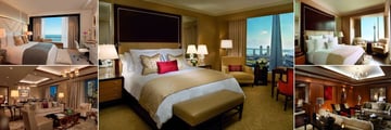 The Ritz-Carlton Toronto, (clockwise from top left): Simcoe Suite, Luxury Deluxe Room, One Bedroom Corner Suite, The Ritz-Carlton Suite Living Room and Wellington Suite Living Room
