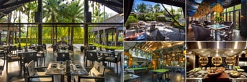 The Slate, Phuket, (clockwise from left): Tin Mine Restaurant, Underground Cafe, Sunday Brunch Venue, Moo's Kitchen and Tongkah Tin Syndicate Bar