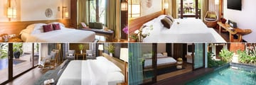 The Tubkaak Boutique Resort, (clockwise from top left): Garden Room, Deluxe Room, Premier Pool Villa and Haven Suite