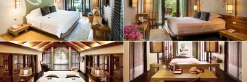 The Tubkaak Boutique Resort, (clockwise from top left): Superior Room, Deluxe Room, Beach Pool Villa and Tubkaak Suite