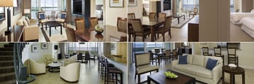 The Westin Cape Coral Resort at Marina Village, (clockwise from top left): Suite, Two Bedroom Suite, Mariner Suite and Presidential Suite 
