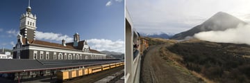 Dunedin (left), and the TranzAlpine train (right)