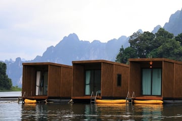 Floating rooms at a resort