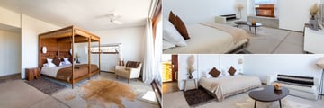 Oriente Room (left), Poniente Room (top) and Family Room (bottom) at Tierra Atacama Boutique Hotel & Spa