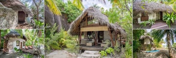 Tikehau Ninamu Resort, (clockwise from top left): Kaveka, Kahaia, Kaveo, Miki Miki and Oaha Bungalow Exteriors