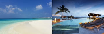The beach and pool at Centara Ras Fushi Resort
