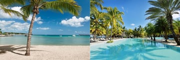 The beach and pool at Ravenala Attitude