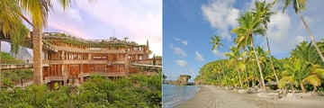 Jade Mountain exterior and beach