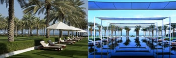 The Chedi, garden and pool loungers