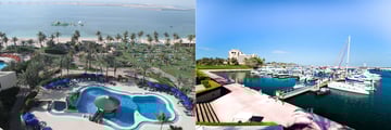 The marina and pool at JA Jebel Ali Beach Hotel