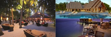 Sails Bar (left), main lounge (top right), and The Lighthouse Restaurant (bottom right)