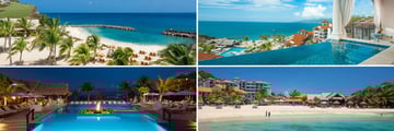 Sandals Grenada; Beach, Sky pool Suite; Beach lookign onto resort; Firepit