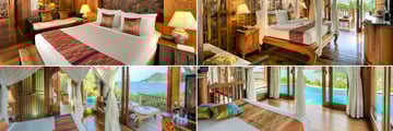 Santhiya Koh Phangan Resort & Spa (clockwise from top left): Deluxe Room, Supreme Deluxe, Seaview Pool Villa, and Royal Grand Pool Villa