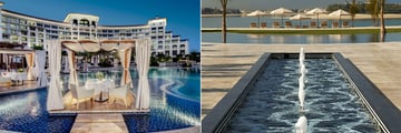 Waldorf Astoria Dubai pool cabana and fountain