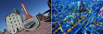 Distillery District (left), and view from CN Tower (right)