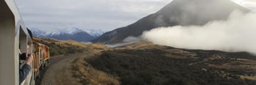TranzAlpine train travelling through New Zealand