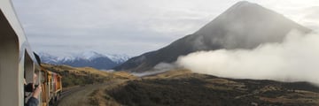 TranzAlpine train travelling through New Zealand