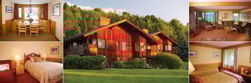Trapp Family Lodge, (clockwise from top left): Guest House - Dining Area, Exterior, Living Area, Bedroom and Bedroom