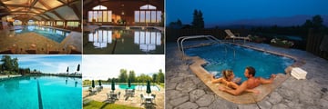 Trapp Family Lodge, (clockwise from top left): Indoor Pool, Indoor Pool, Hot Tub, Outdoor Pool and Outdoor Pool