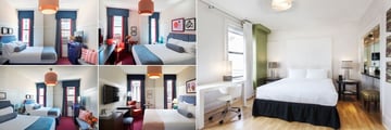 Triton, (clockwise from top left): Full Bedded Room, Queen Room, Grant Avenue Suite, King Room and Double-Double Room 