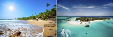Tropical beach in Sri Linka and a Maldives island