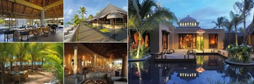 Trou Aux Biches Beachcomber Golf Resort & Spa, (clockwise from top left): La Caravelle, Il Corallo, Mahiya Exterior, Oasis Bar and Le Deck