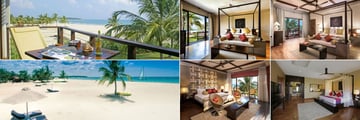 Uga Bay, (clockwise from top left): Beach Villa Terrace, Beach Studio, Ocean Studio, Bay Suite, Beach Villa and Beach 