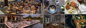 UNICO 20 87, (clockwise from top left): Mura House Restaurant, Breakfast, In-Room Dining, Healthy Choice Options, Cueva Siete Restaurant and Mi Carisa Restaurant Terrace