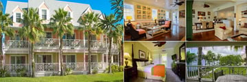Valentines Resort Harbour Island (clockwise from left): Exterior, Penthouse Suite Living Area, Two Bedroom Villa Living Area, Balcony View and Villa Bedroom