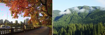 Stanley Park (left), and Grouse Mountain (right)