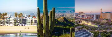 Venice Beach (left), Phoenix (middle), and Las Vegas (right)